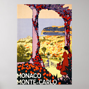 Poster Vintage voyage de Monte Carlo, Monaco