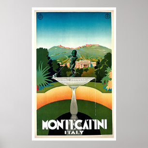 Poster Vintage voyage de Montecatini Toscane Italie