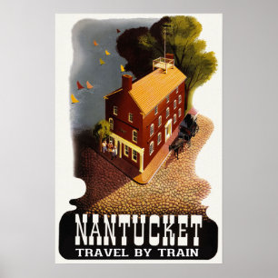 Poster Vintage voyage de Nantucket le Massachusetts