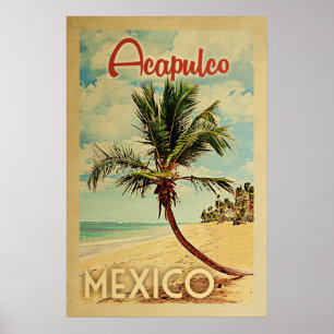 Poster Vintage voyage de palmier d'Acapulco