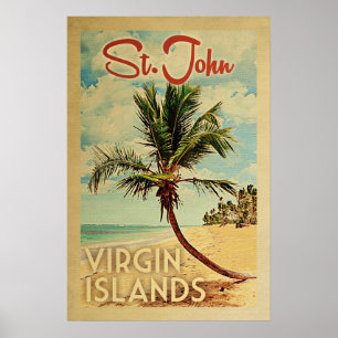 Poster Vintage voyage de palmier de St John