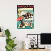 Poster Vintage voyage de Phillip Island, Australie (Bureau à domicile)