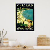 Poster Vintage voyage de plage de Chicago Illinois (Cuisine)