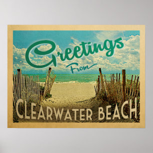 Poster Vintage voyage de plage de Clearwater