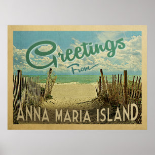 Poster Vintage voyage de plage d'île d'Anna Maria