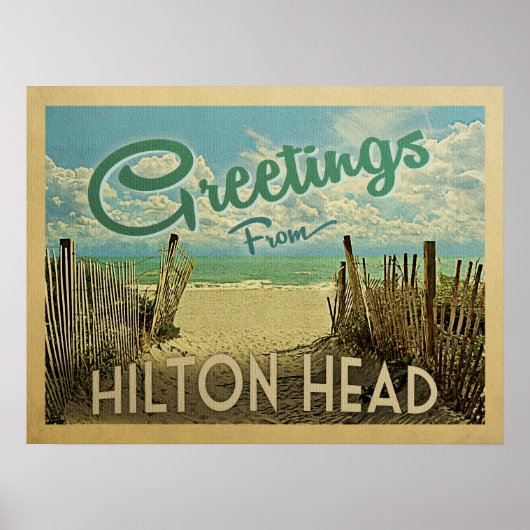 Poster Vintage voyage de plage Hilton Head (Devant)