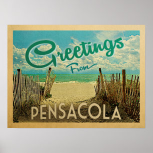 Poster Vintage voyage de plage Pensacola