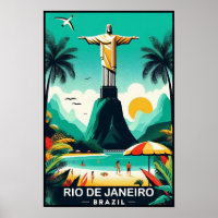 Poster Vintage voyage de Rio de Janeiro Brésil
