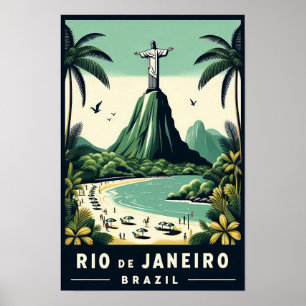 Poster Vintage voyage de Rio de Janeiro Brésil