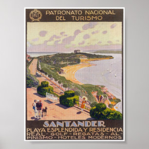 Poster Vintage voyage de Santander Espagne