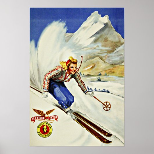 Poster Vintage voyage de ski des stations uniques (Devant)