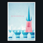 Poster Vintage voyage de Stockholm<br><div class="desc">affiche de voyage de style vintage de Stockholm,  Suède inspirée des affiches de voyage des années 1920. Illustration géométrique stylisée de l'horizon de Stockholm. Texte : Visiter Stockholm. Illustration dessinée à la main et numériquement par Henry Rivers pour Travel Poster Co.</div>