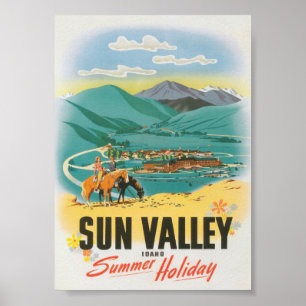 Poster Vintage voyage de vacances d'été Sun Valley Idaho