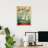 Poster Vintage voyage de voilier mobile Alabama (Bureau à domicile)
