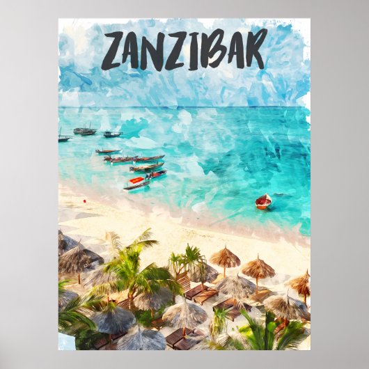 Poster Vintage voyage de Zanzibar Tansania (Devant)