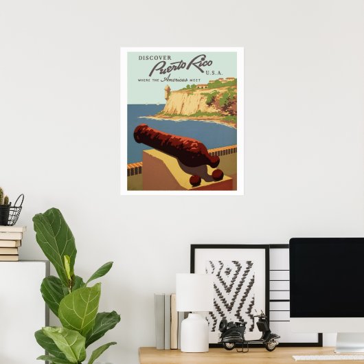 Poster Vintage voyage, Découvrez Porto Rico ! (Bureau à domicile)