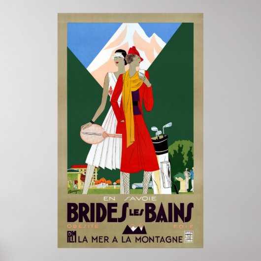Poster Vintage voyage des Brides Les Bains France (Devant)