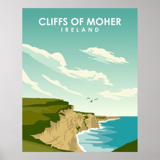 Poster Vintage voyage des falaises de Moher Irland (Devant)