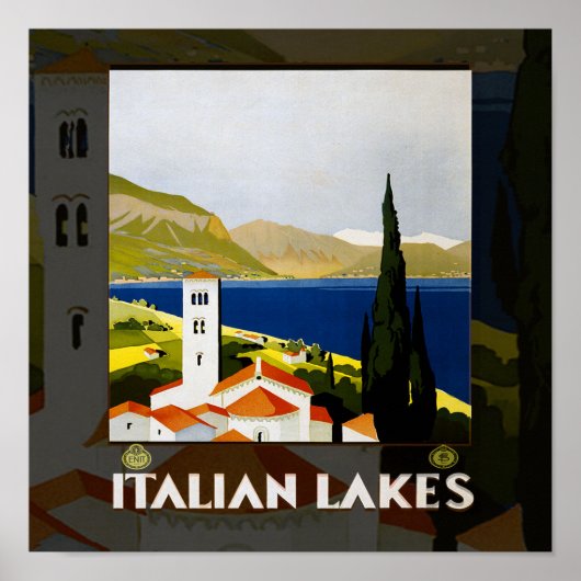Poster Vintage voyage des lacs italiens Art (Devant)