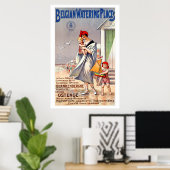 Poster Vintage voyage des places d'eau belges (Bureau à domicile)