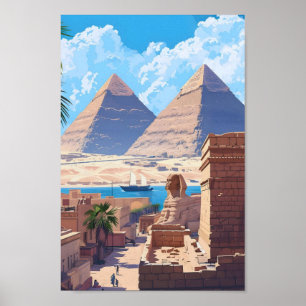 Poster Vintage voyage du Caire Égypte