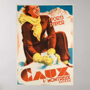 Poster Vintage voyage du Caux Suisse