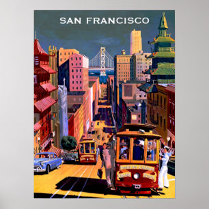 Poster Vintage voyage du funiculaire de San Francisco
