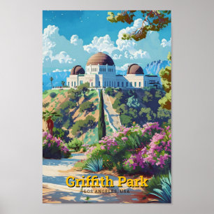 Poster Vintage voyage du Griffith Park Los Angeles USA