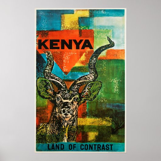 Poster Vintage voyage du Kenya (Devant)