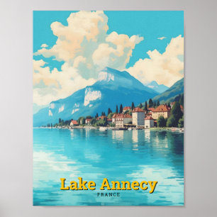 Poster Vintage voyage du lac d'Annecy France