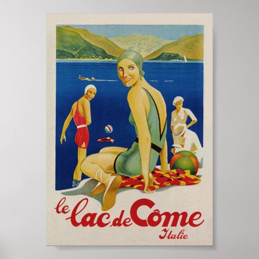 Poster Vintage voyage du lac de Côme Italie (Devant)