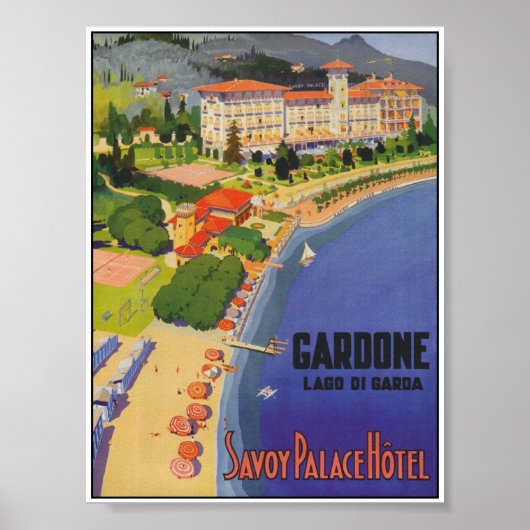 Poster Vintage voyage du lac de Garde Italie (Devant)