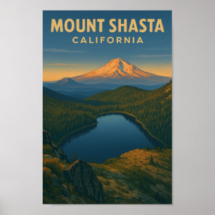 Poster Vintage voyage du Mont Shasta - Cali Nord