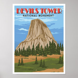 Poster Vintage voyage du monument national de la tour Dev