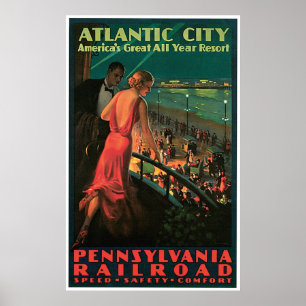 Poster Vintage voyage du New Jersey d'Atlantic City