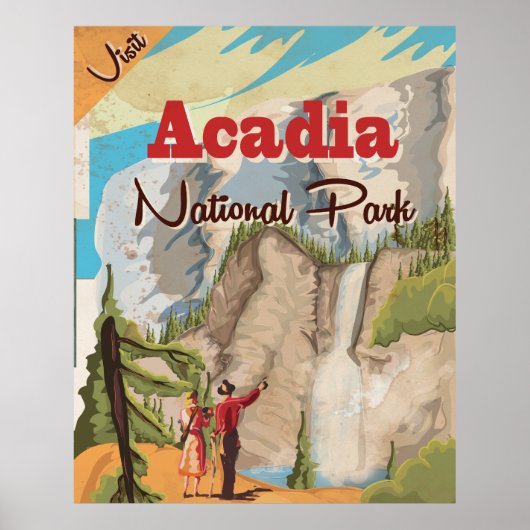 Poster Vintage voyage du parc national Acadia (Devant)
