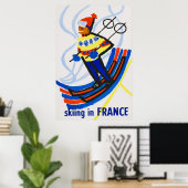 Poster Vintage voyage du ski en France (Bureau à domicile)