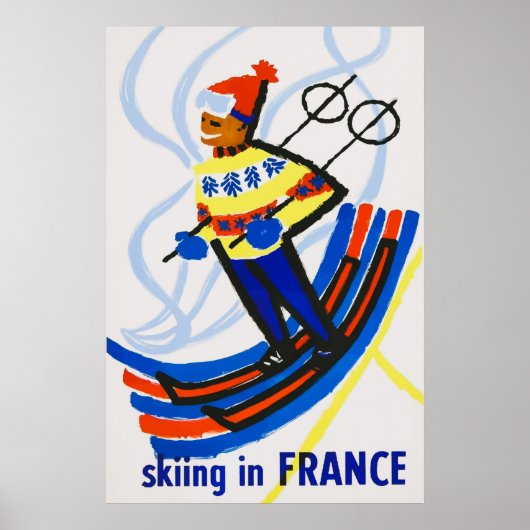 Poster Vintage voyage du ski en France (Devant)
