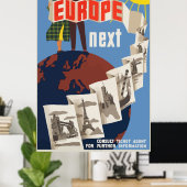 Poster Vintage voyage européen (Bureau à domicile)