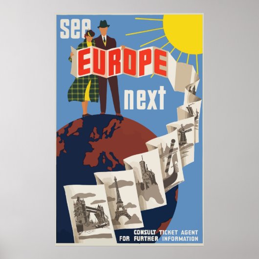 Poster Vintage voyage européen (Devant)
