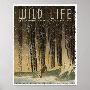 Poster Vintage voyage - Faune vers 1934