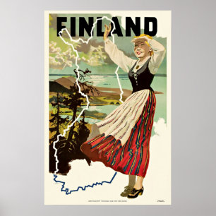 Poster Vintage voyage Finlande