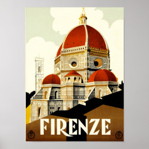 Poster Vintage voyage Florence Italie Imprimer