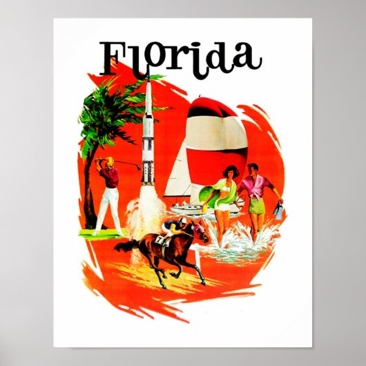 Poster Vintage voyage Floride (Devant)