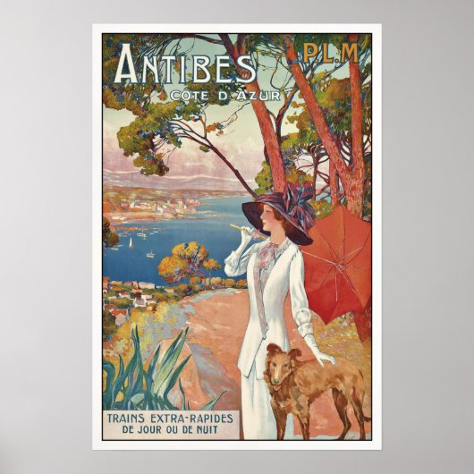 Poster Vintage voyage français Antibes Côte d'Azur (Devant)