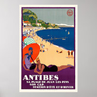 Poster Vintage voyage français Antibes Juan-les-Pi