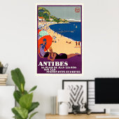 Poster Vintage voyage français Antibes Juan-les-Pi (Bureau à domicile)