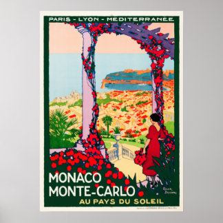 Poster Vintage voyage France - Monaco Monte Carlo