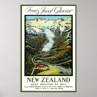 Poster Vintage voyage - Glacier de Nouvelle-Zéland