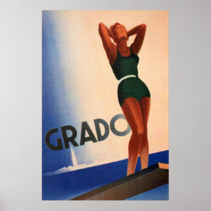 Poster Vintage voyage Grado, Italie